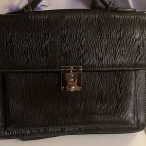 Salvatore Ferragamo black attache briefcase no combination